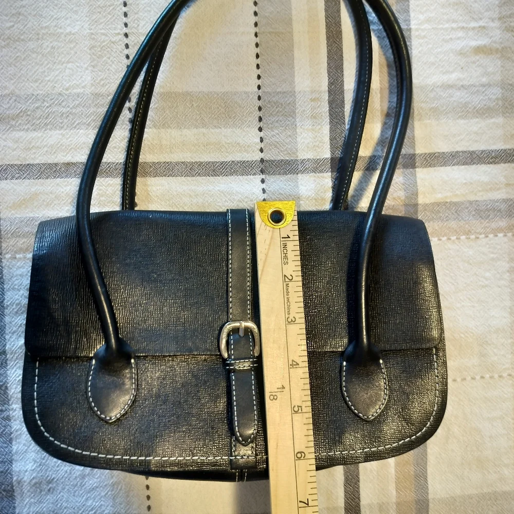 Ann Taylor Leather faux croc buckle bag Black Y2K vintage classic - Picture 5 of 10